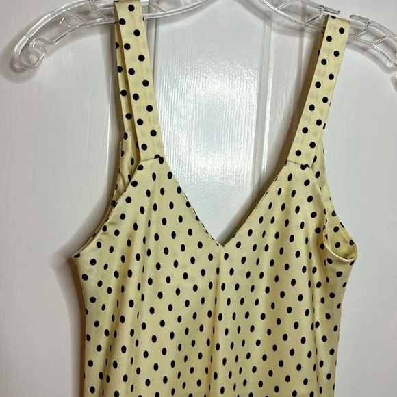 EUC WALK OF SHAME full length slip dress size 40 (US4) in butter with navy dots - Picture 10 of 10